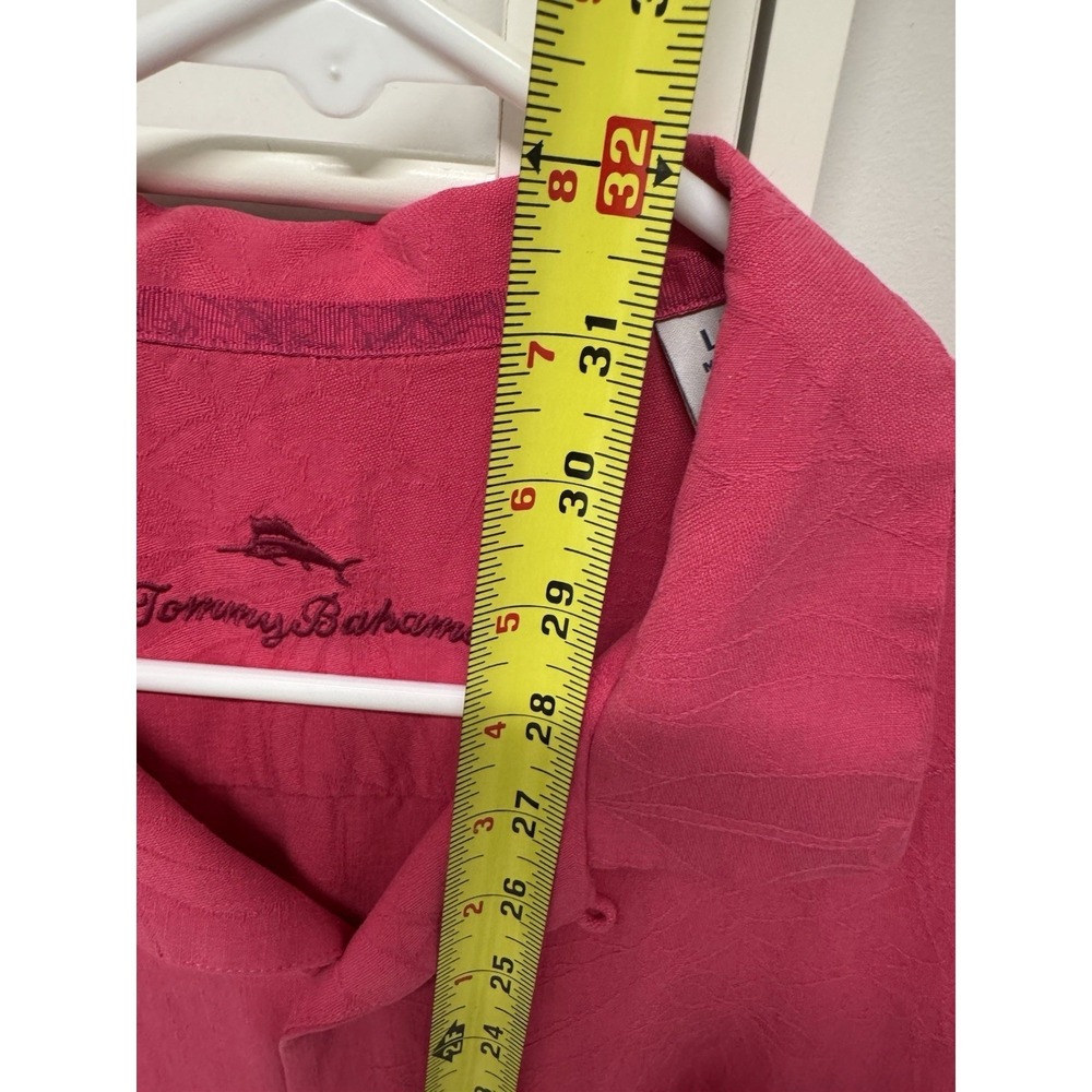 Tommy Bahama Mens Large Pink 100% Silk Jacquard Short Sleeve Camp Shirt T321440 - Picture 7 of 10